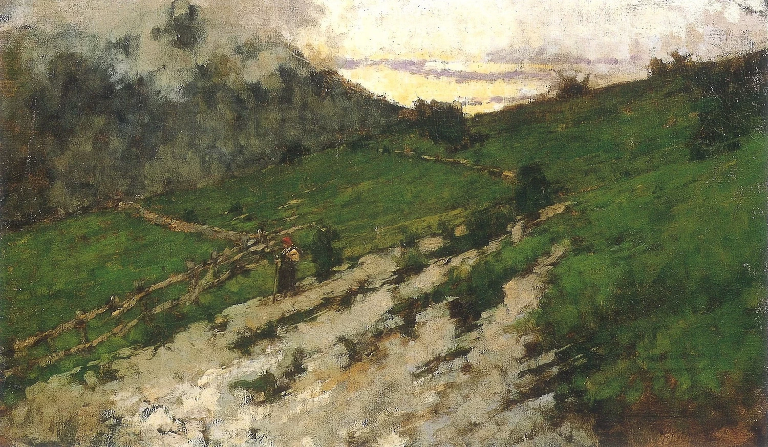 81-Francesco Filippini-Paesaggio Alpino con due contadine  